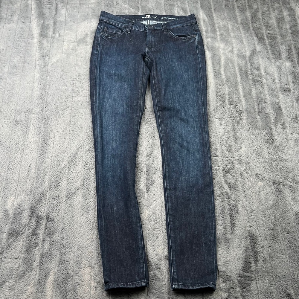 7 For All Mankind Gwenevere Skinny Jeans Dark Indigo Blue Size 25 Low Rise